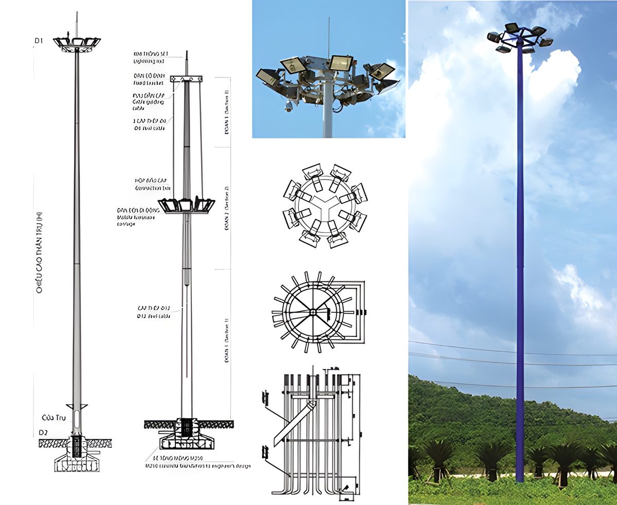 Trụ đèn cao áp nâng hạ 20 – 45 m